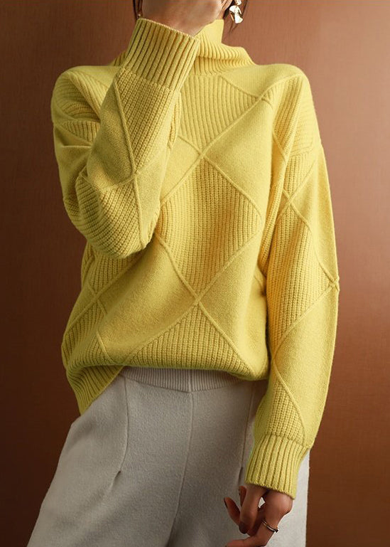 Yellow Cozy Woolen Sweater Turtleneck Spring