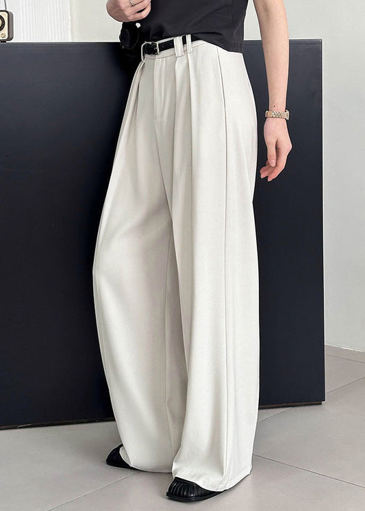 New Beige High Waist Pockets Pants Summer