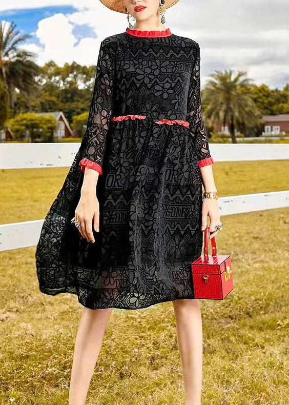Diy Black Ruffled Velour Dress Spring