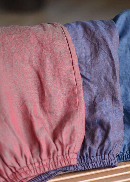 Blue Wide Leg Pants Linen