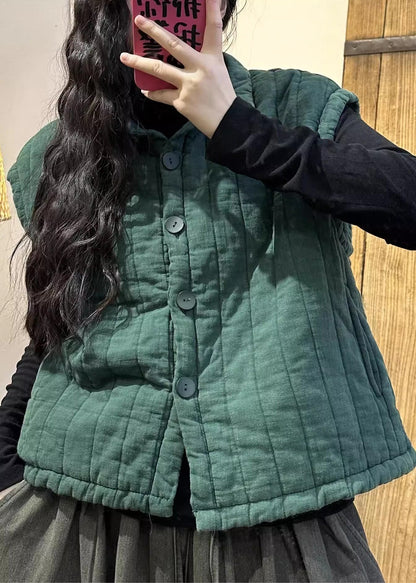 Green Oversized Fine Cotton Filled Vests Winter