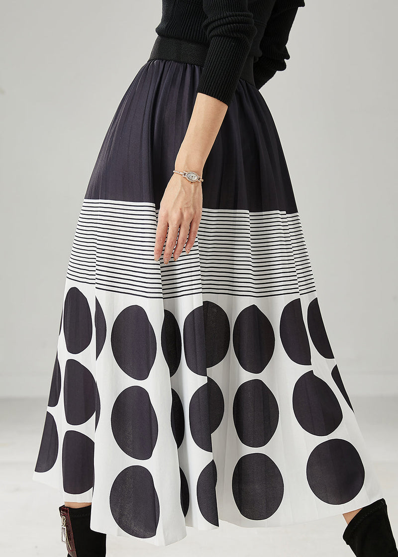 Black Print Cotton a Line Skirts Spring