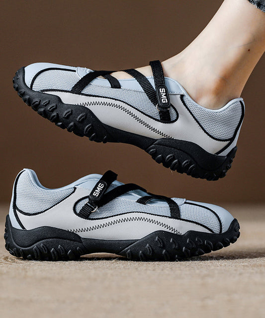 Blue Breathable Mesh Flat Shoes for Splicing Cross Strap