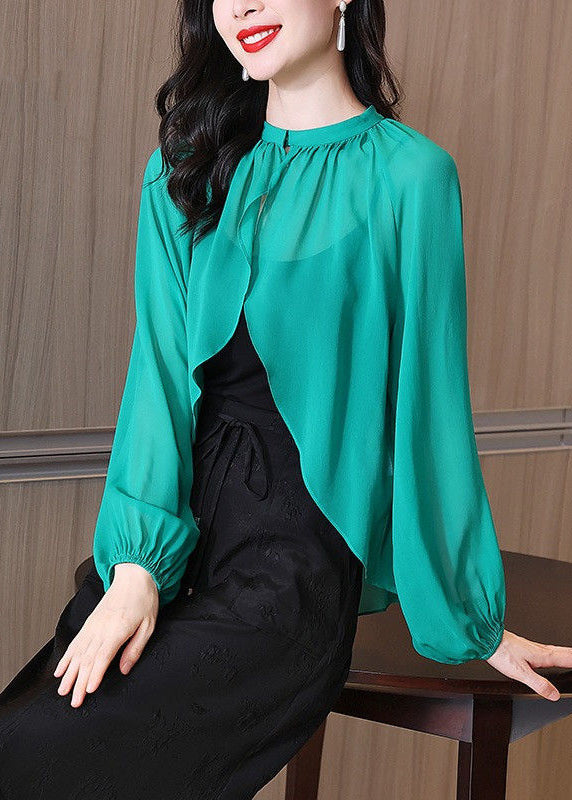 Green Oversized Chiffon Upf 50+ Cardigan Spring