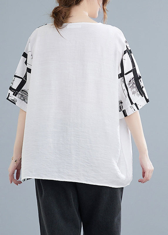 French White O-neck Cotton Beach Tanks Short Sleeve