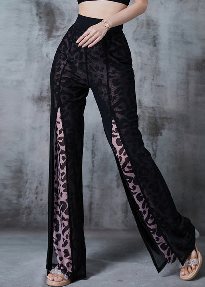 Black Side Open Silm Fit Chiffon Bell-bottom Fall