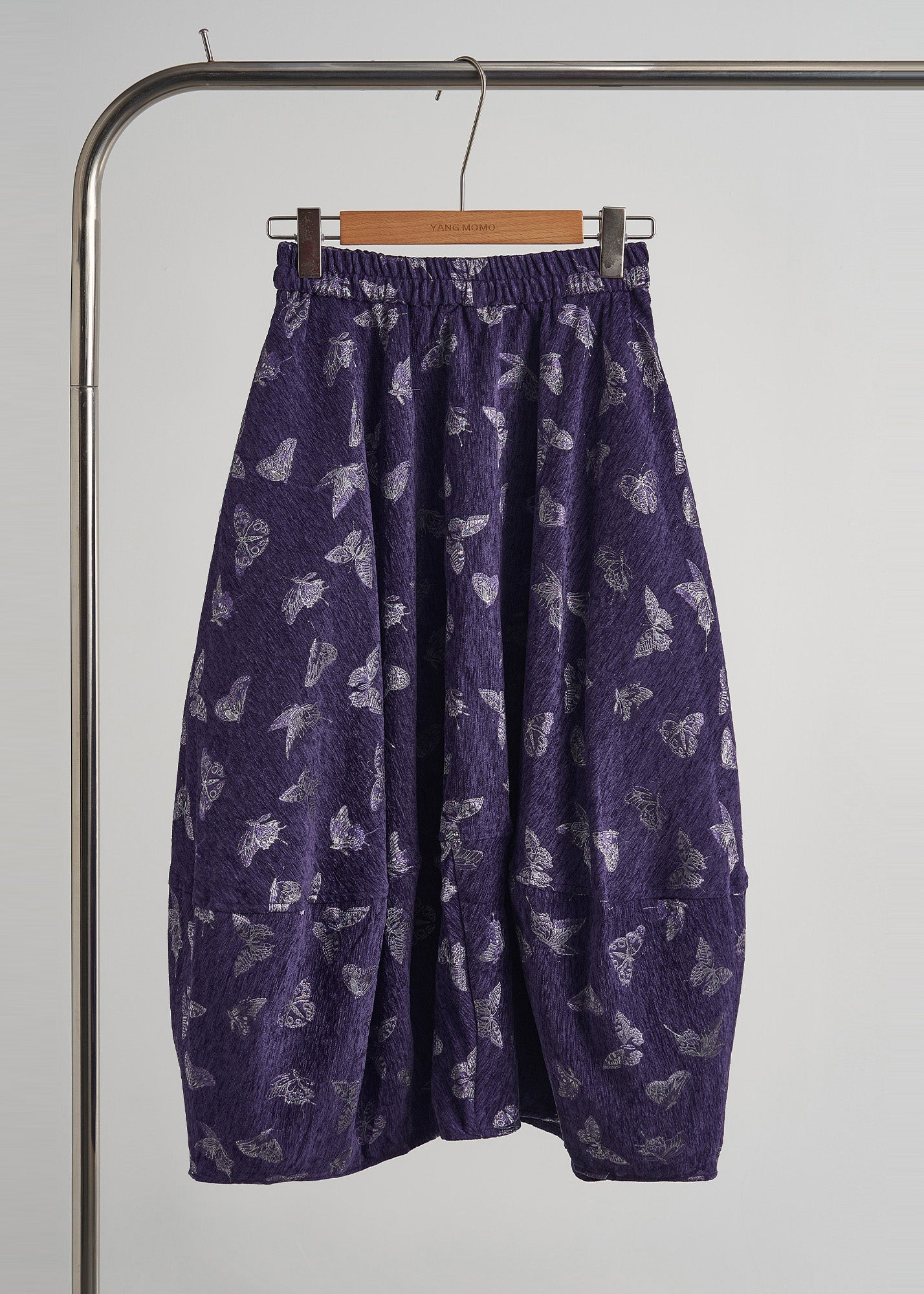 Art Purple Embroidered Butterfly Silk Velvet Two-piece Set Sleeveless