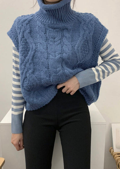 Orange Turtleneck Knit Cardigans Short Sleeve