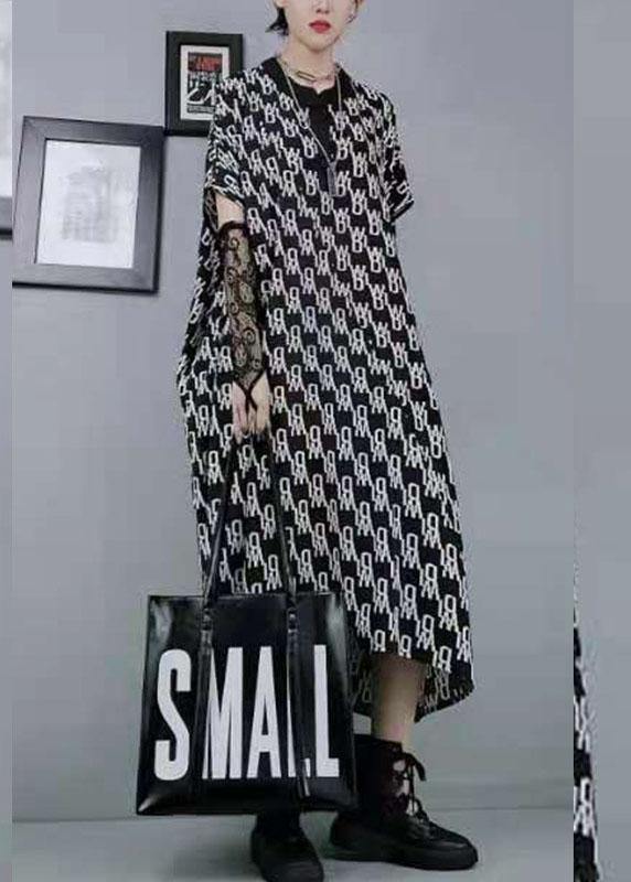 Fine Newspaper Print Low High Design Button Pockets Summer Maxi Dresses