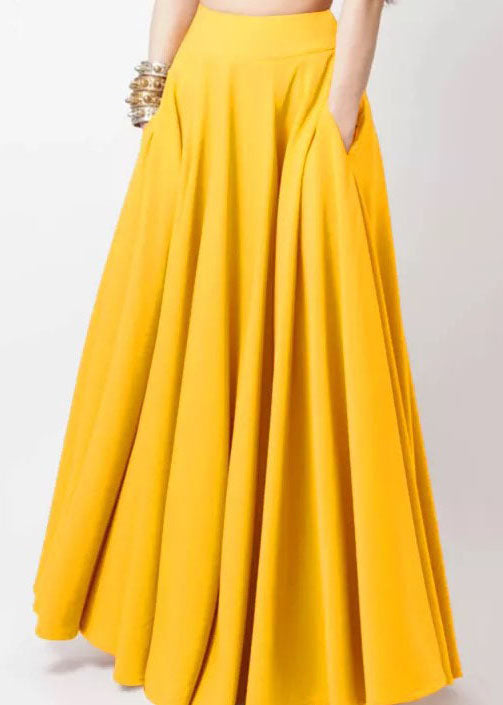 Color A-line Elastic Waist Swing Skirts With Pocket