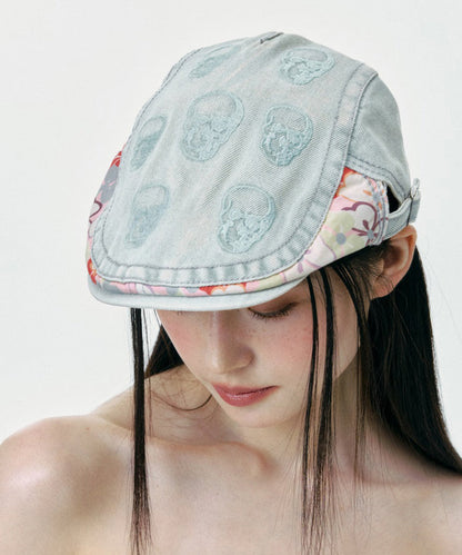 Stylish Light Blue Embroidered Denim Breton Hat