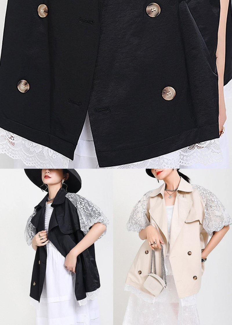 Beige Peter Pan Collar Pockets Jacket Summer