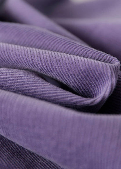 Purple Patchwork Corduroy Shirt Dresses Long Sleeve