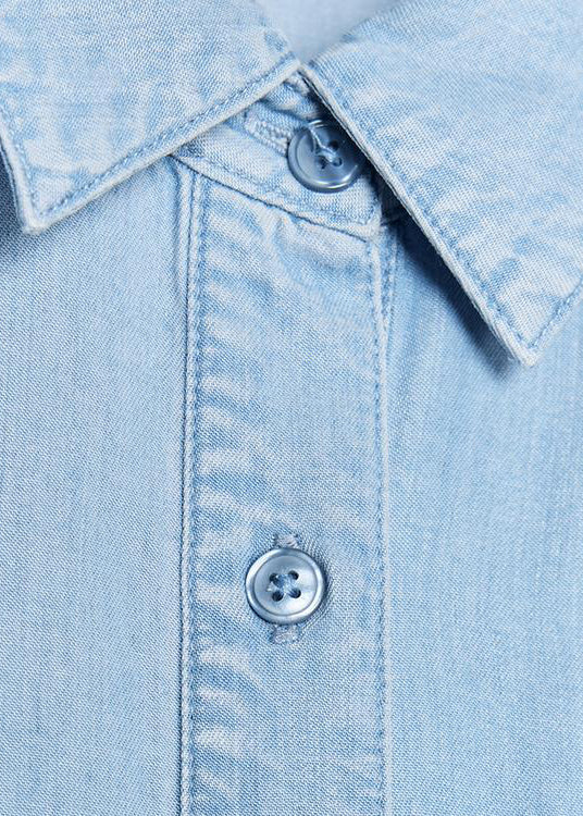 Loose Blue Peter Pan Collar Button Denim Jumpsuit Spring