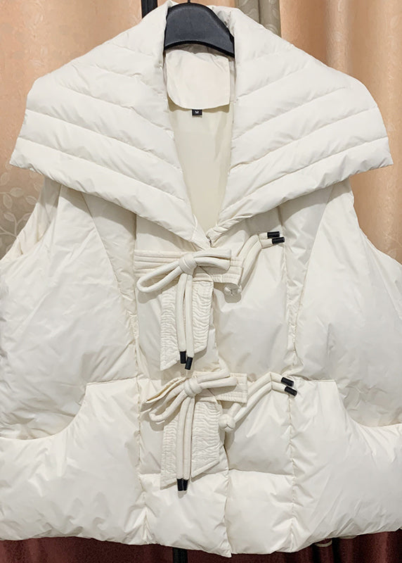 Black Peter Pan Collar Patchwork Duck Down Vest Sleeveless