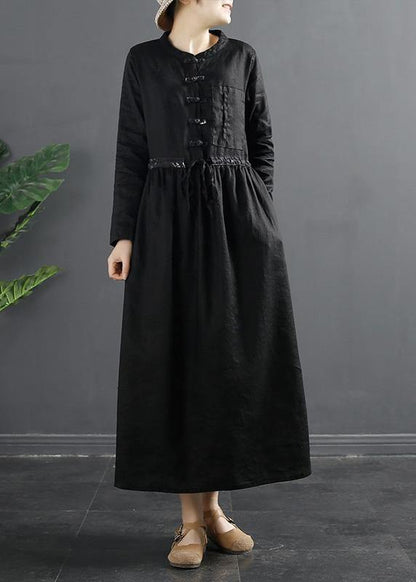 Vivid Black Clothes for Drawstring Kaftan Dress