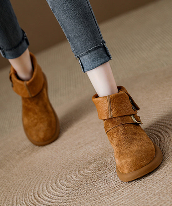 Diy Comfortable Splicing Platform Boots Camel Suede