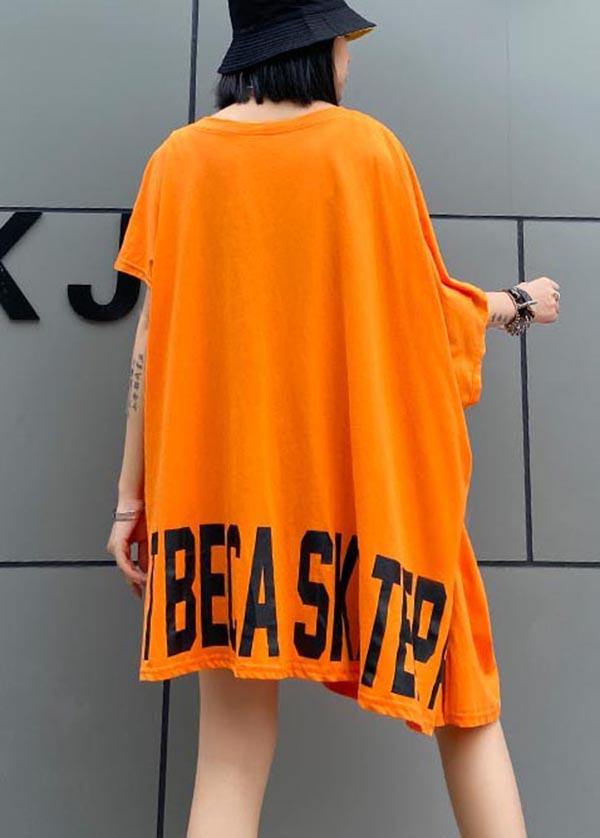 Art Orange Graphic Asymmetrical Design Pockets Dresses Summer