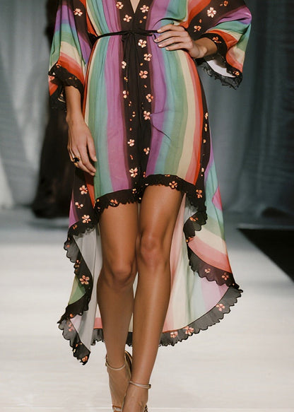Gradient Color Low High Design Chiffon Long Dresses Summer
