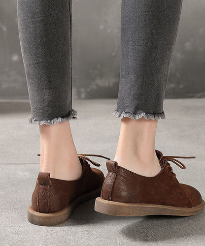Handmade Caramel Flat Shoes for Lace Up Flat Feet Shoes