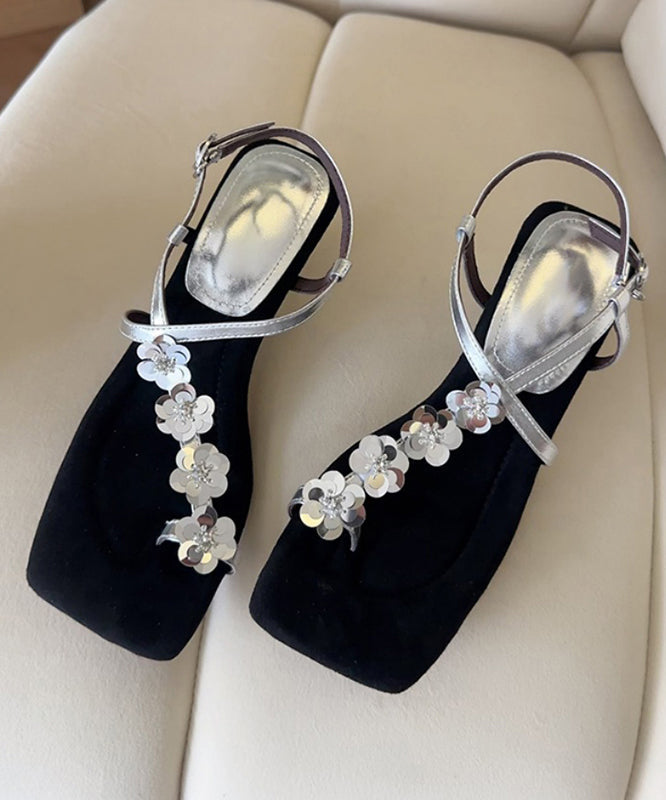 French Gold Faux Leather Wedge Heels Sandals