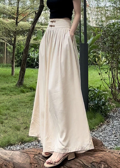 Apricot Wrinkled High Waist Cotton Pants Spring