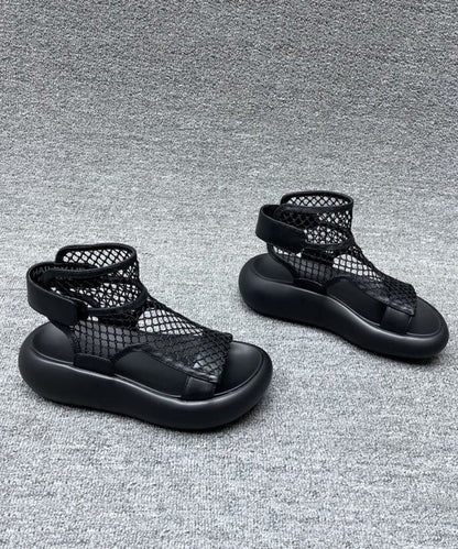 Grey Platform Breathable Mesh Splicing Sandals