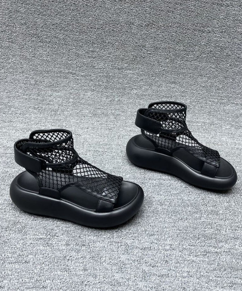 Grey Platform Breathable Mesh Splicing Sandals