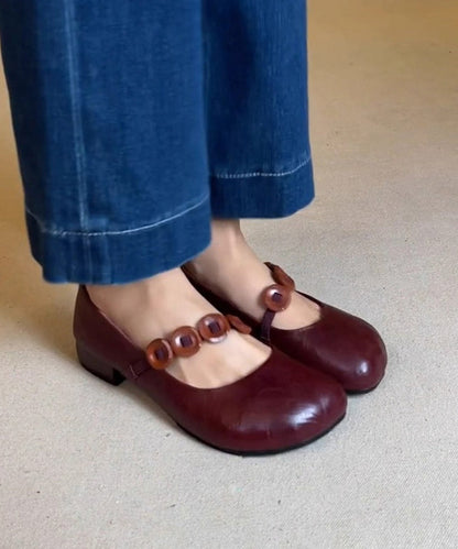 Red Faux Leather Splicing Flat Shoes for
