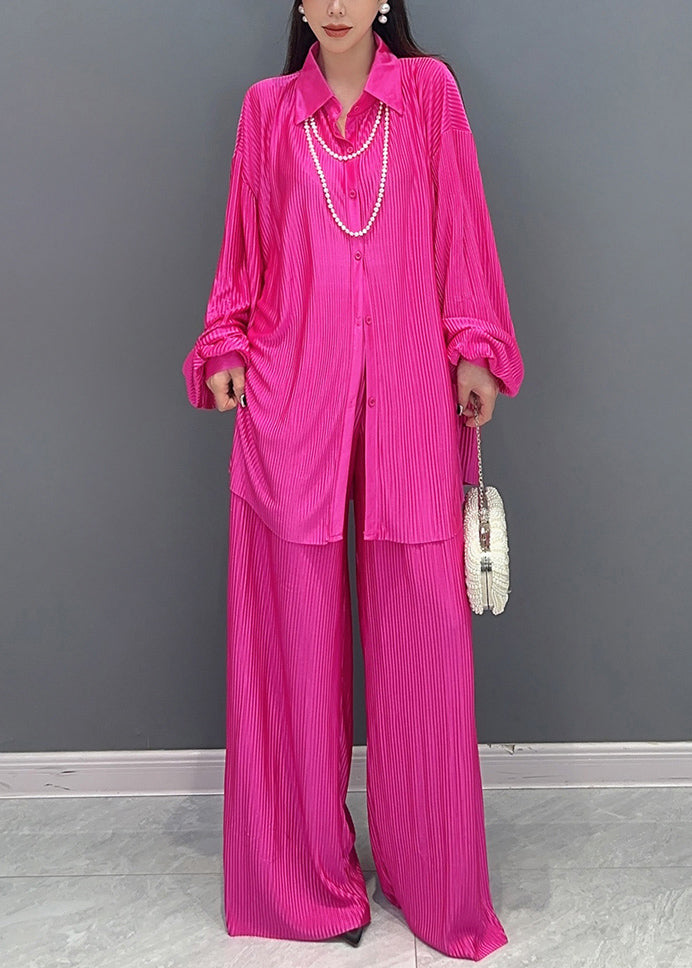 Rose Oversized Wrinkled Draping Two Piece Set Clothing Fall
