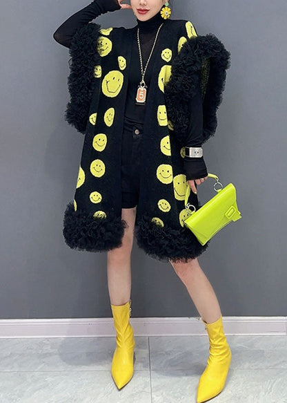 Rose Dot Print Tulle Patchwork Knit Waistcoat Sleeveless