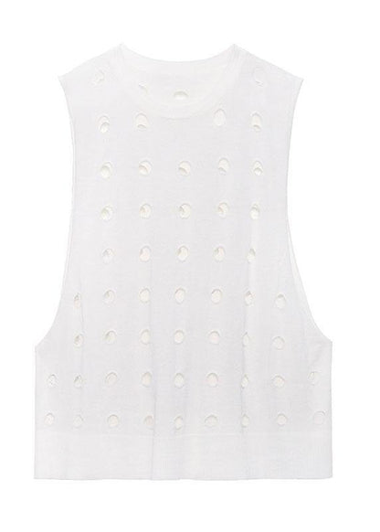 Black O Neck Hole Beach Cotton Vest