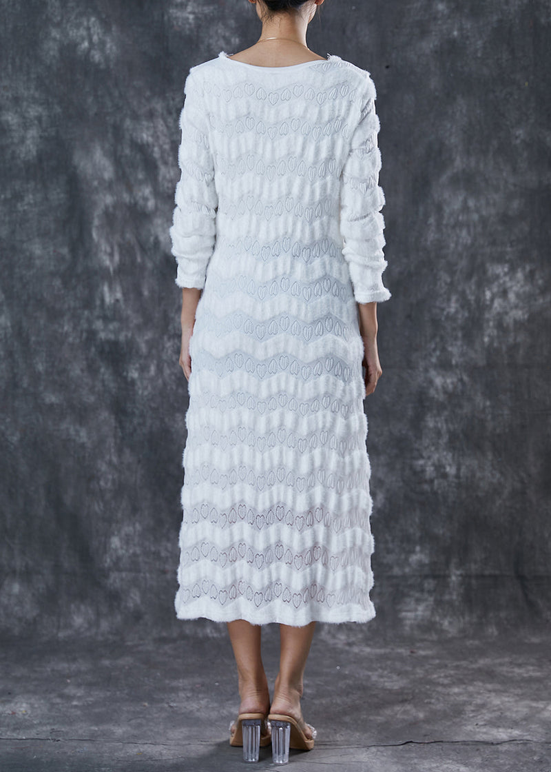 White V Neck Silm Fit Cotton Dress Spring