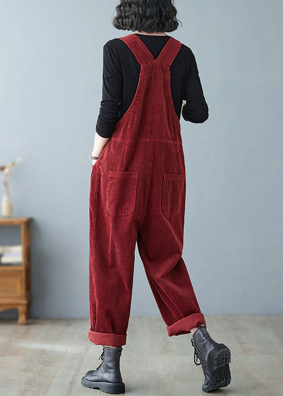 Mulberry Slash Neck Cozy Corduroy Jumpsuits Fall