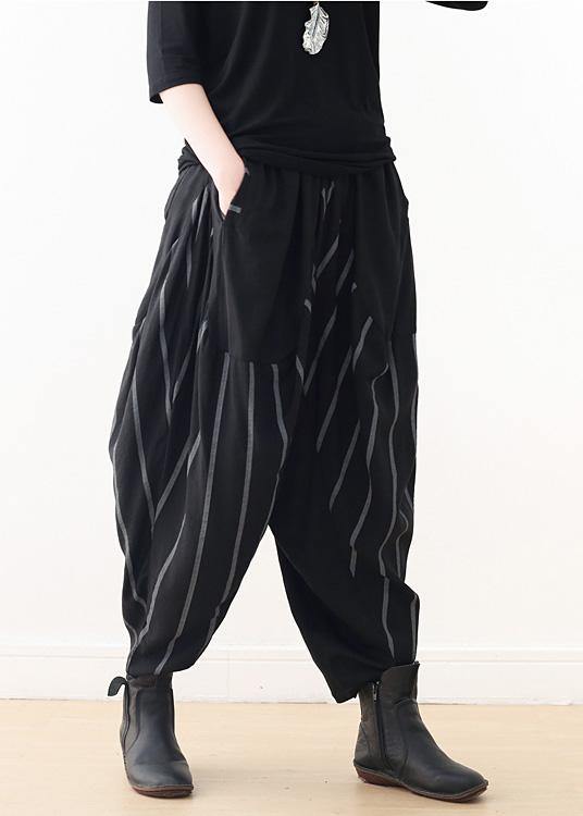 Spring New Black Grey Striped High Waist Pants