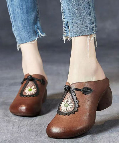 Black Splicing Chunky Slide Sandals
