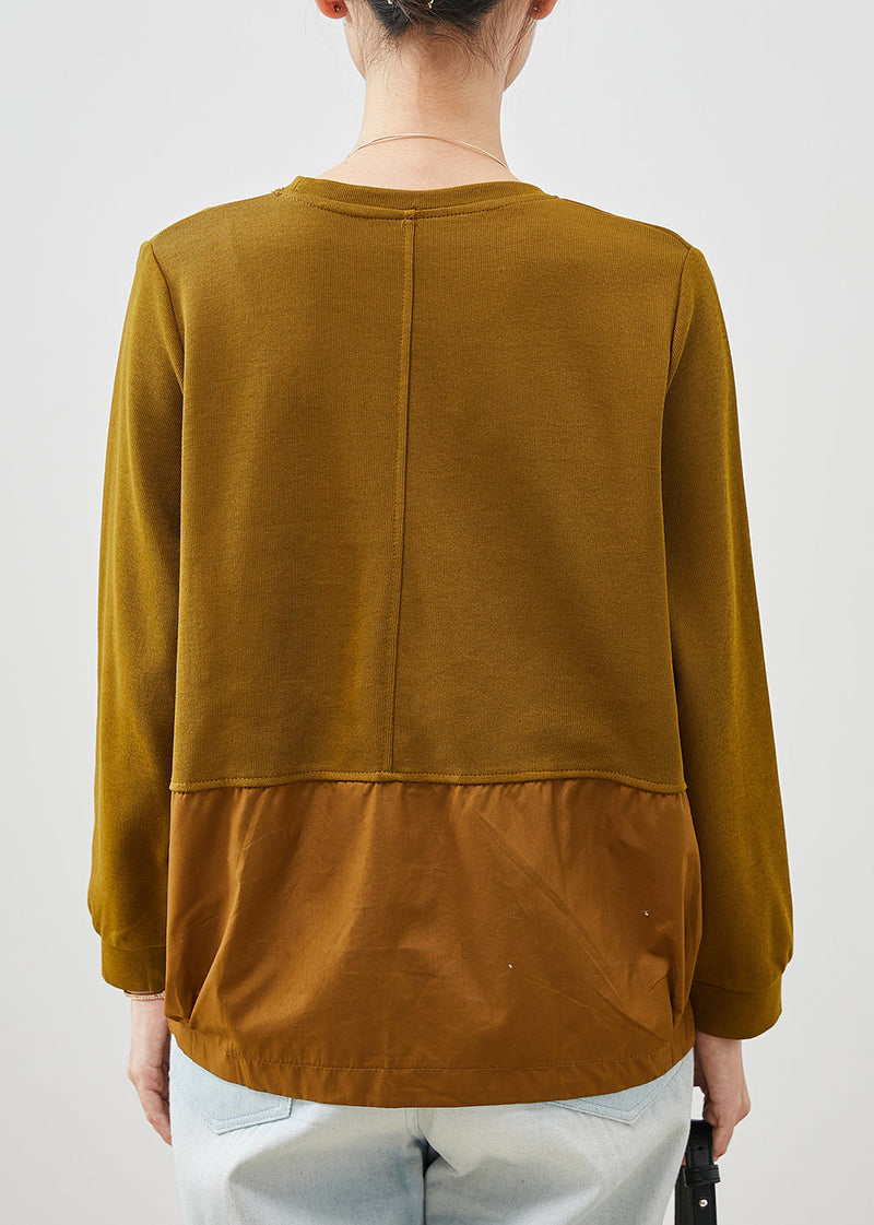 Yellow Oversized Patchwork Cotton Sweatshirt Spring