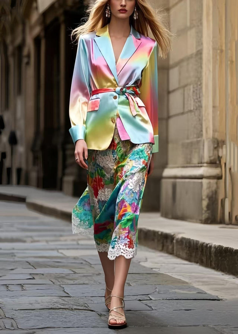 Rainbow Jacquard Lace Holiday Skirts Summer