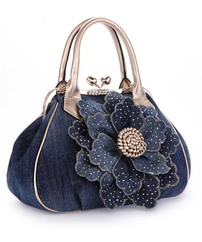 New Blue Flower Denim Satchel Bag Handbag