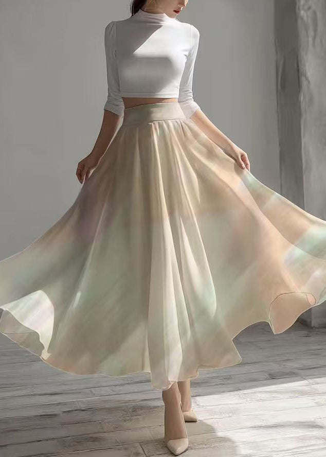 Gradient Color Exra Large Hem Chiffon Skirts Summer