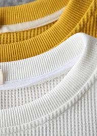 Art Yellow Cotton O Neck Long Sleeve Loose Sweatshirt