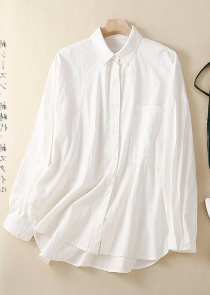 Khaki Oversized With Pocket Cotton Shirts Spring