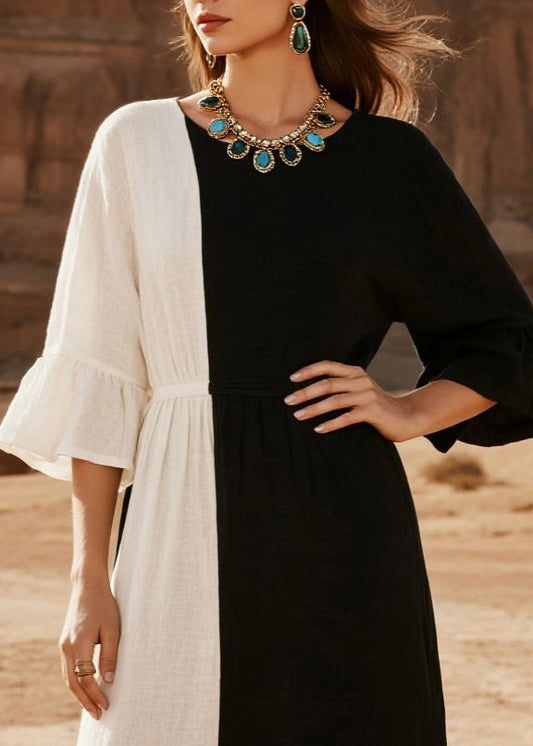 Asymmetrical Patchwork Cotton Robe Dresses Summer