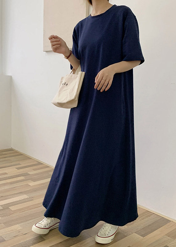 Classy Blue Cotton Long Dresses Summer