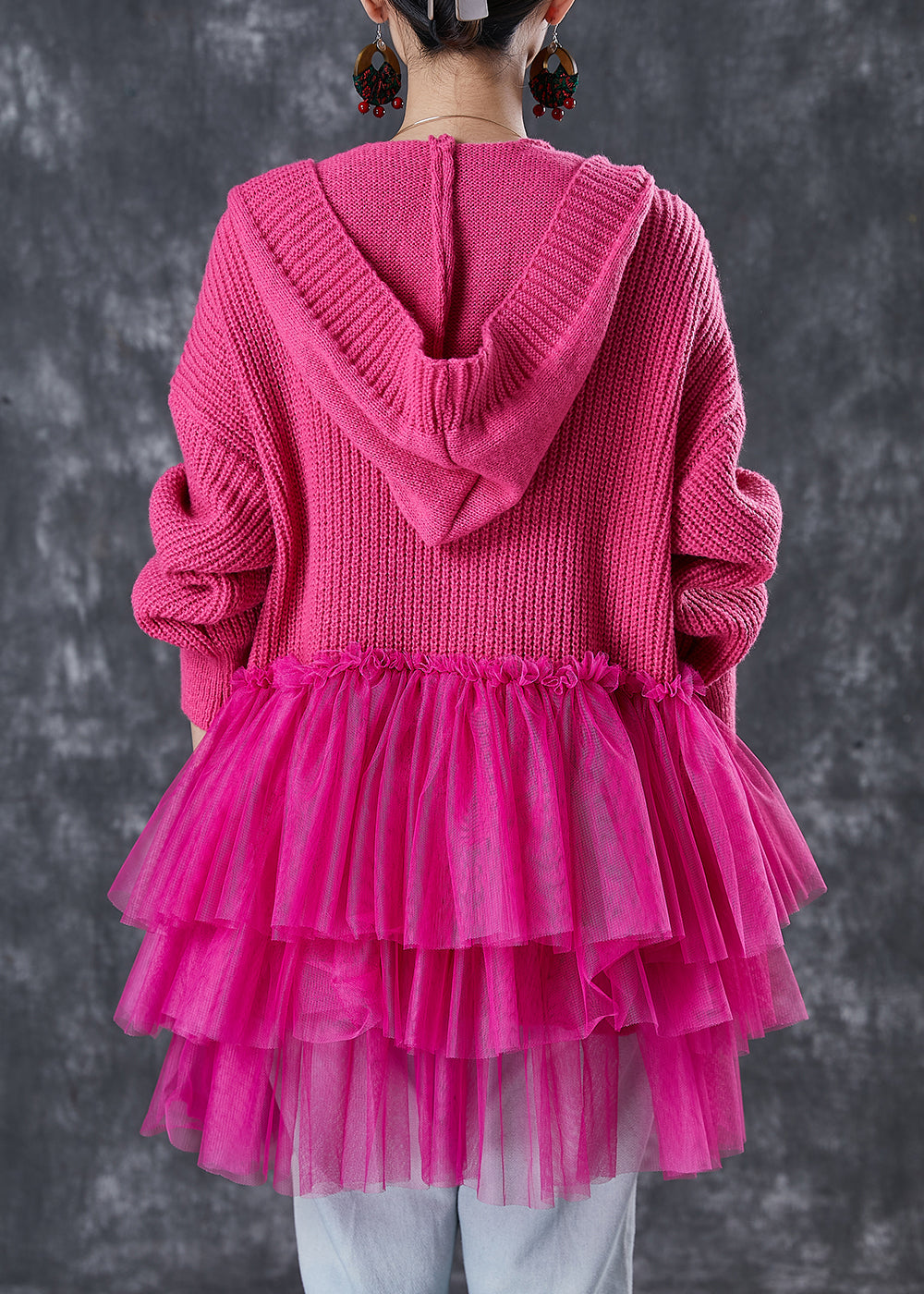 Rose Sequins Knit Sweater Dress and Shawl Two Piece Set Winter
