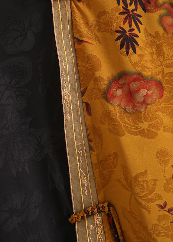 Yellow Asymmetrical Patchwork Fine Silk Top Bracelet Sleeve
