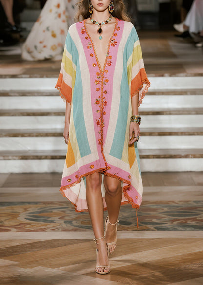 Colorblock Oversized Lace Patchwork Cotton Vacation Dresses Summer