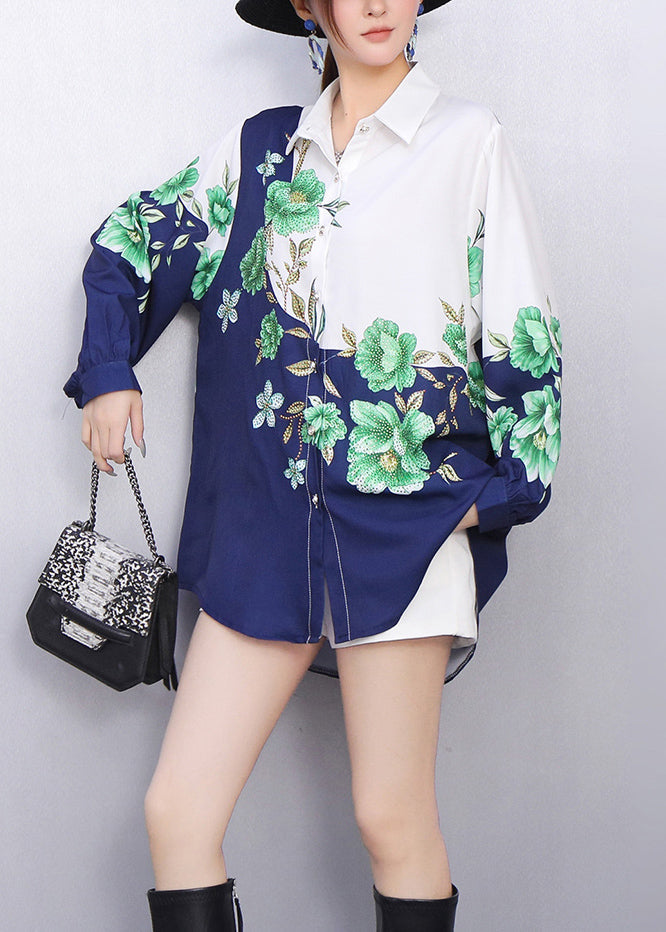 Street Style Purple Pattern Printed Yellow Shirt Fall