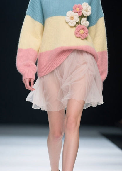 Boutique Colorblock O Neck Knitwear Sweater Fall