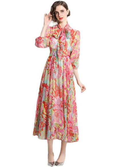 Red Lace Up Exra Large Hem Chiffon Beach Dresses Half Sleeve